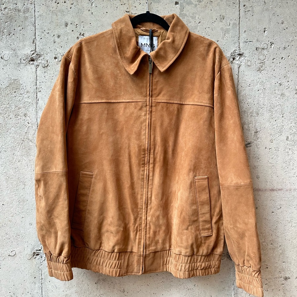 Mango women’s Tan Suede Bomber Jacket
